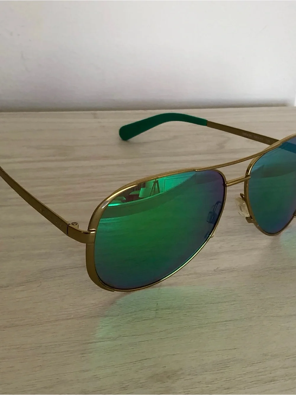 Michael Kors Chelsea Aviator Sunglasses Gold Green Mirror MK 5004
